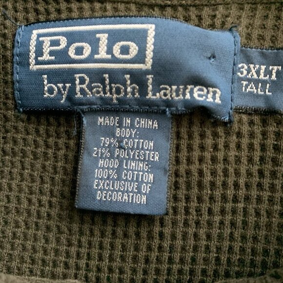 Polo Ralph Lauren Jacket Mens 3XL Tall Green Plaid Tartan Thermal Hooded Vintage - Picture 7 of 13